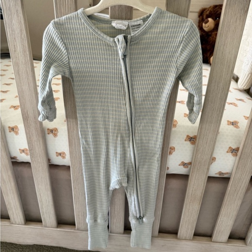 Jamie Kay Baby Frankie Ribbed Zip Sleeper Sage Stripe 0-3 Months